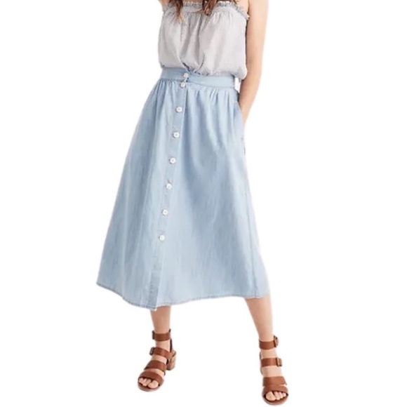 Madewell ~ Palisade chambray cotton midi skirt